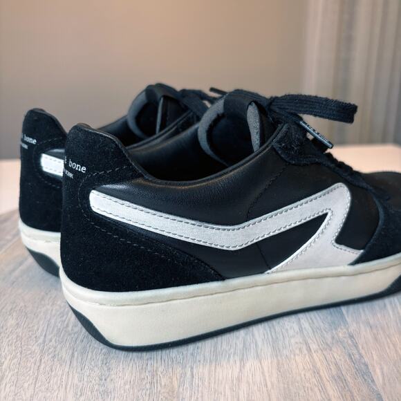 Rag & Bone Women’s Retro Court Black White Leather Sneakers EU Sz 37 US Size 7 - Picture 4 of 12
